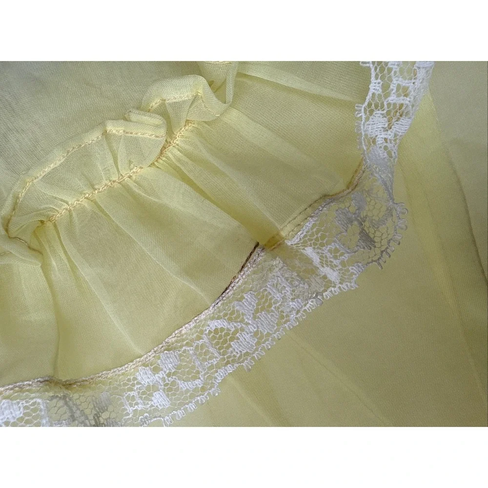 Vintage Toddler Girls‎ Yellow Sheer Dress Lace Ruffle 18-24M 2T Easter Party